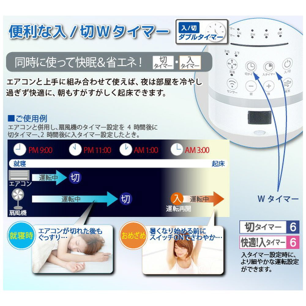 人感センサー付きDC壁掛け扇風機 YKT-DWM151EFR(W) ［DCモーター