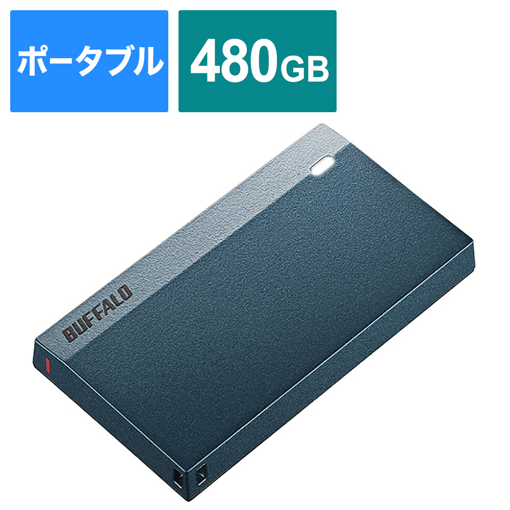 SSD-PSM480U3-MB 外付けSSD USB-C＋USB-A接続 (PS5/PS4対応) モスブルー ［ポータブル型  /480GB］｜の通販はソフマップ[sofmap]