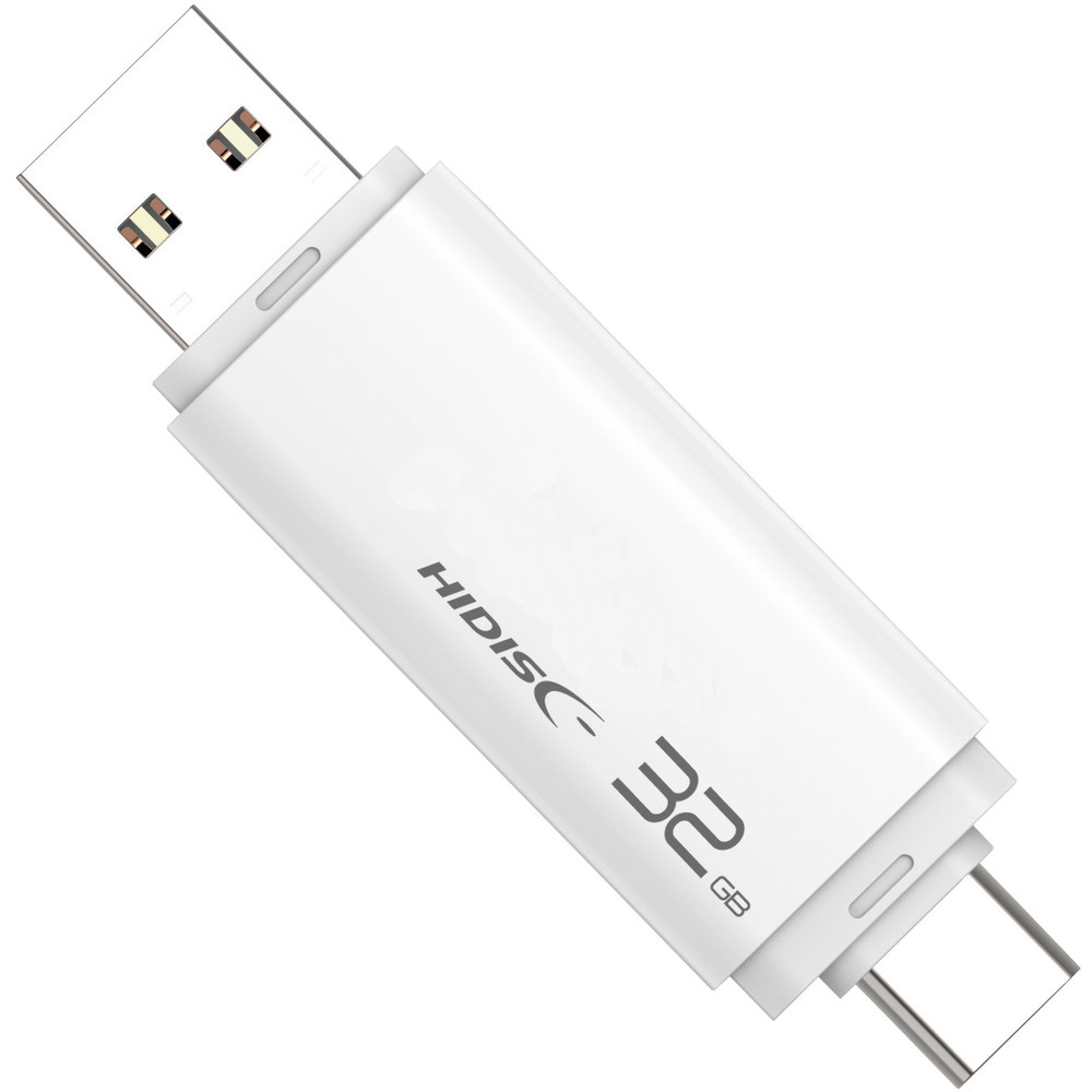 USBメモリ ホワイト HDUF134C32G3C ［32GB /USB TypeA＋USB TypeC /USB3.2 /キャップ式］