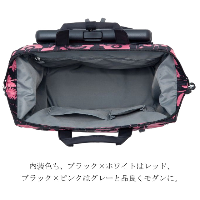 スワニー　中原淳一コラボ　キャリー　ブラック×ピンク <4輪ストッパー付> スワニー中原淳一コラボキャリーブラック×ピンク <4輪ストッパー付>