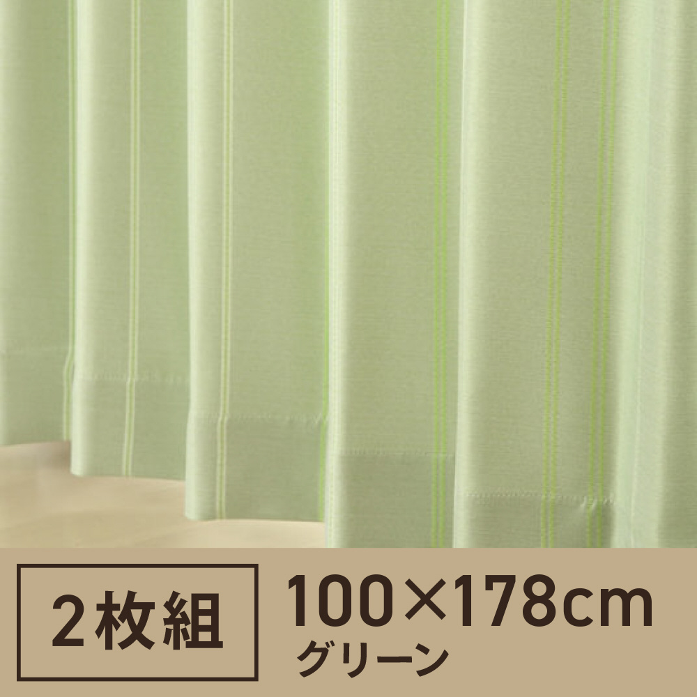 2枚組 ドレープカーテン ストーム(100×178cm/グリーン) グリーン｜の通販はソフマップ[sofmap]
