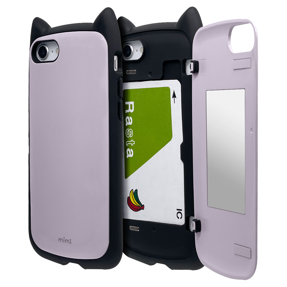 iPhoneSE（第3・2世代）/8/7 猫耳ケース mimi カード収納付き 衝撃吸収
