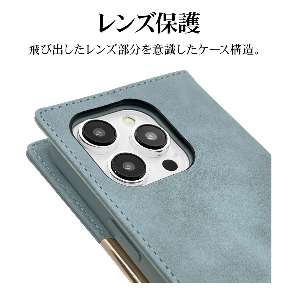 iPhone 15 Pro Felicy 手帳型ケース ブルーグレー｜の通販は