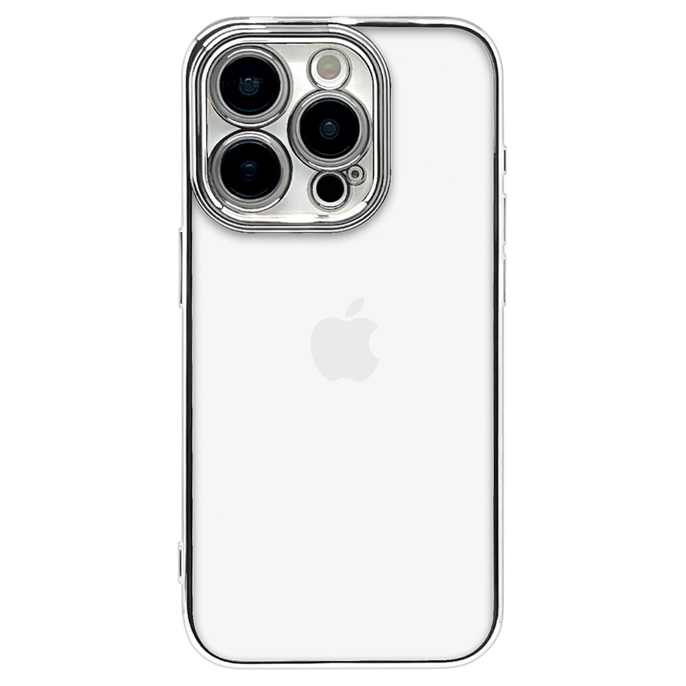 iPhone 15 Pro 極限保護TPUメタルフレームケース シルバー｜の