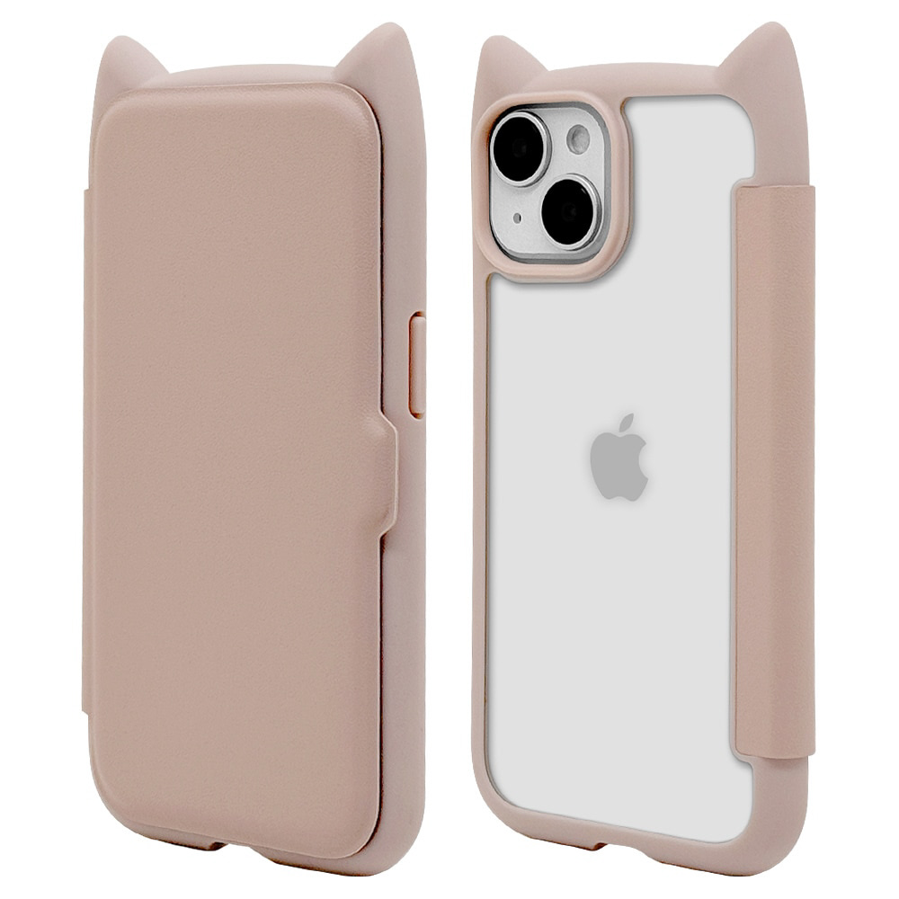 iPhone15/14/13 mimi 猫耳手帳ハイブリッドケース TPU×PC MIL規格準拠