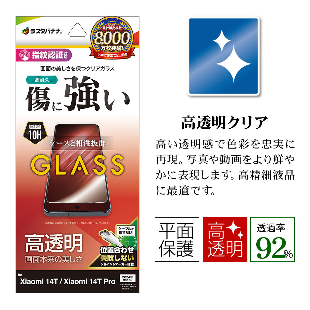 Xiaomi 14T Pro / Xiaomi 14T ガラスフィルム 高光沢 0.33mm 位置