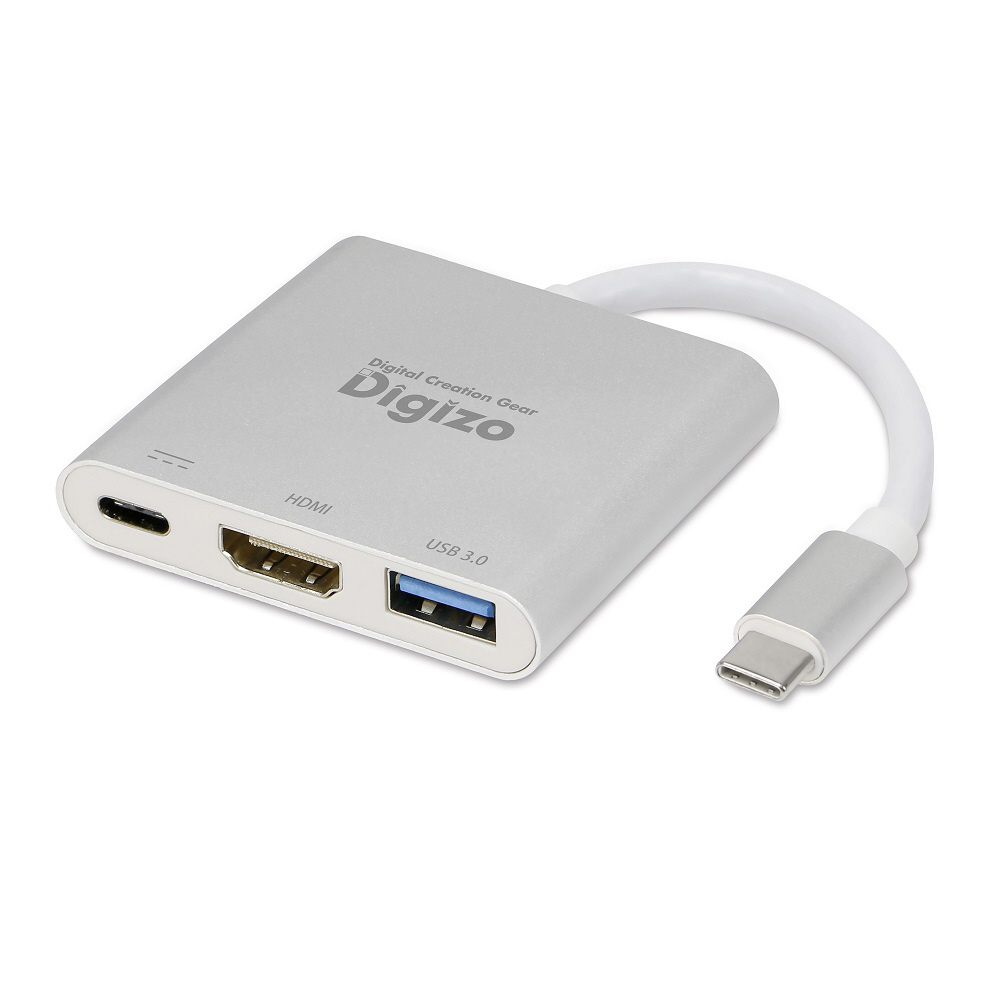 映像変換アダプタ [USB-C オス→メス HDMI /USB-A＋USB-Cメス給電 /USB