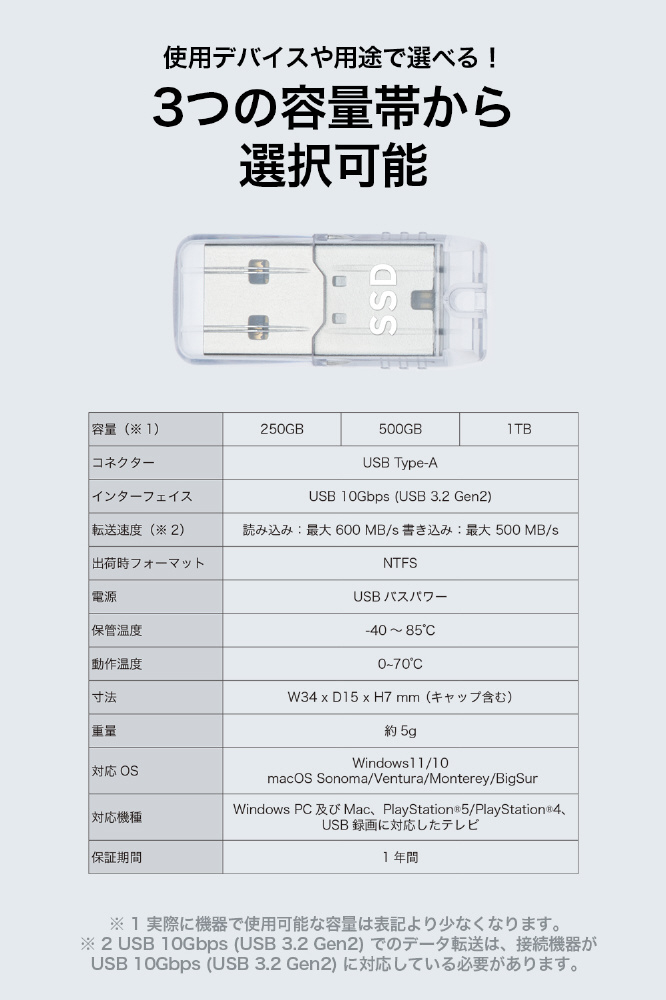 プリンストン　PHD-USSD-1T [クリア] PHD-USSD-1T 外付けSSD USB-A接続 PS5/PS4、録画対応(Mac