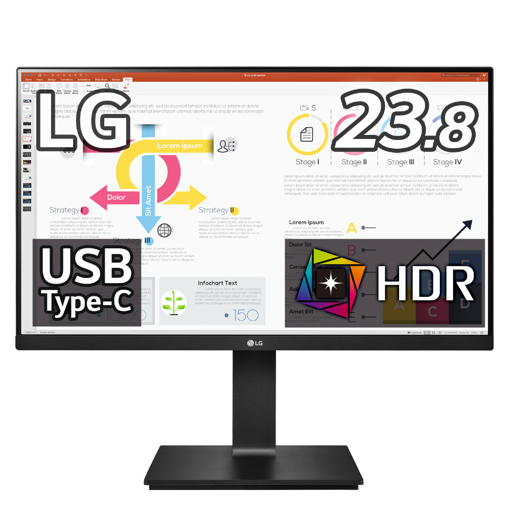 USB-C接続 PCモニター 24QP750-B ［23.8型 /ワイド /WQHD(2560×1440）］