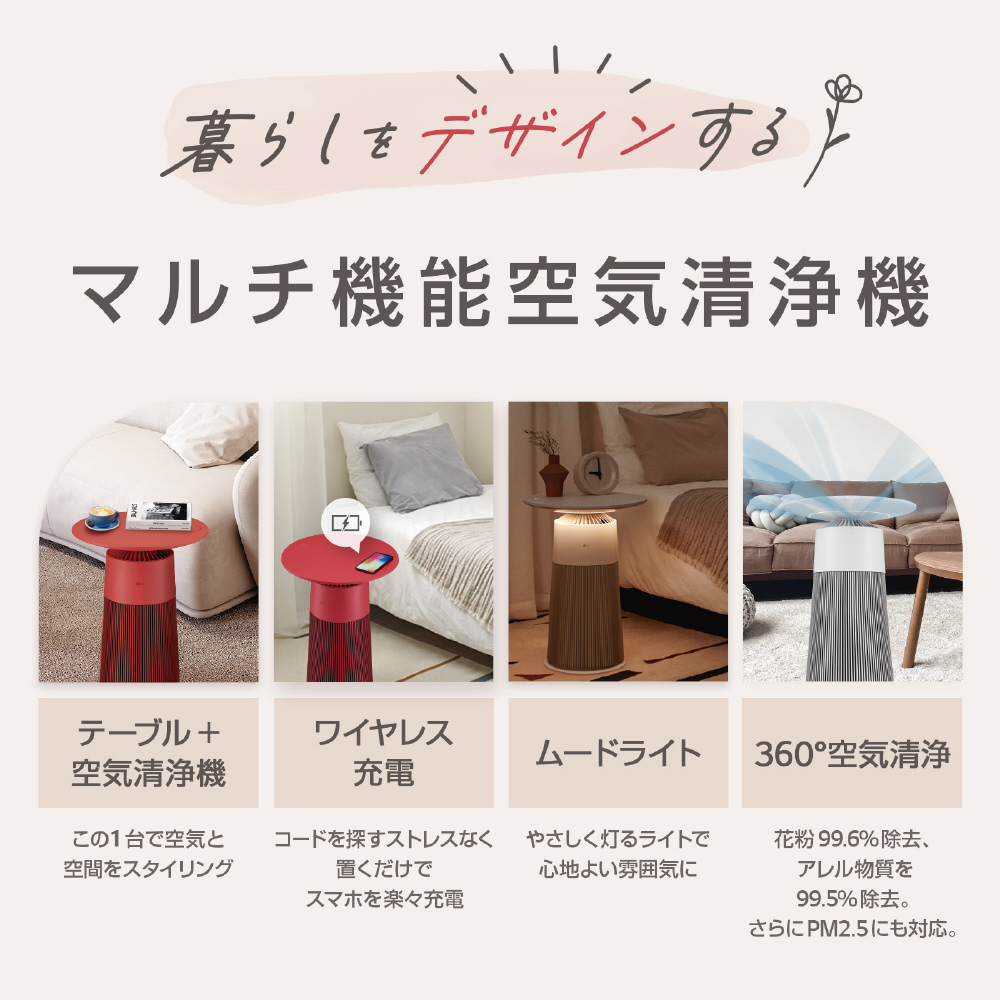 マルチ機能空気清浄機 LG PuriCare AeroFurniture ラウンドローズ