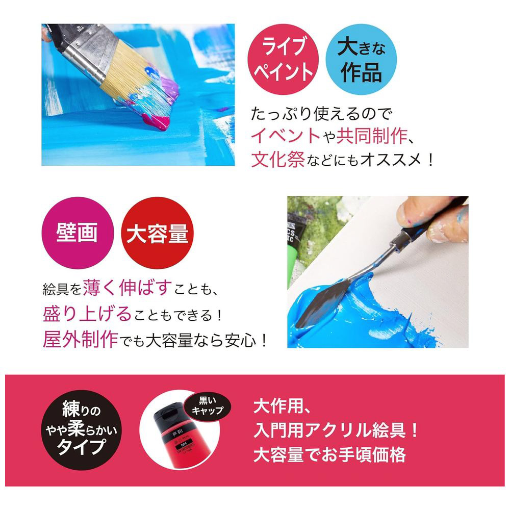 アクリル絵具 118ml ベーシックス 蛍光ブルー B-096｜の通販は