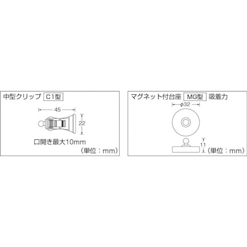 ホルダー式クリップ 中型クリップ＋ジョイント5連＋マグネット TCC1MG5