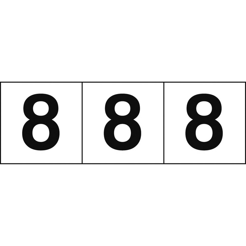 数字ステッカー 30×30 「8」 白 3枚入 TSN308