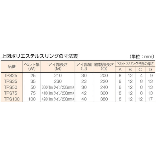 ポリエステルスリング JIS3等級 両端アイ形 75mmX6．0m TPS7560