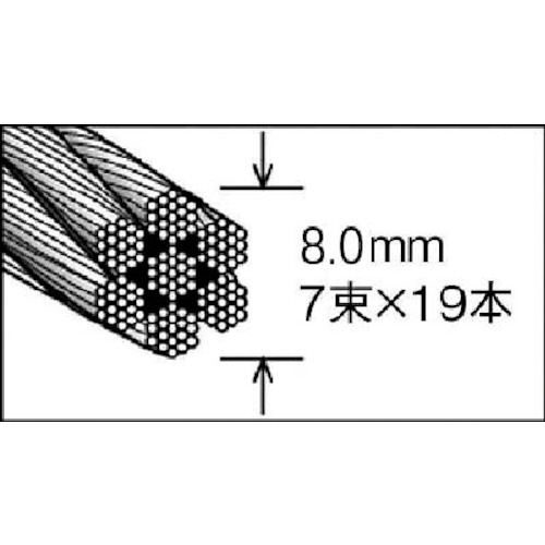 TRUSCO(トラスコ) ステンレスワイヤロープ Φ8.0mm×30m CWS-8S30 - 金物