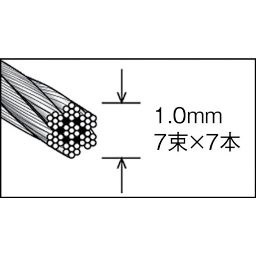 TRUSCO　ステンレスワイヤロープ　Φ8．0mmX50m　CWS-8S50