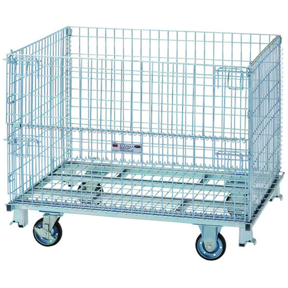 ■TRUSCO ネットパレット 車輪付 1200X1000X995 クロムフリー T1012AGS(2852527)[法人・事業所限定][直送元] TRUSCO ネットパレット ハンドル キャスター付 1200X1000X995 クロム