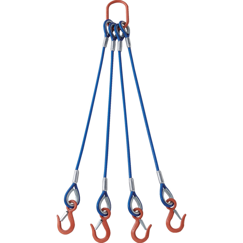 4本吊玉掛ワイヤーロープスリングカラー被覆アルミロック 青1.5M