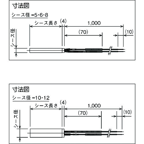 ＴＲＵＳＣＯ カートリッジヒーターφ１０ １００Ｌ ２００Ｖ ４００Ｗ