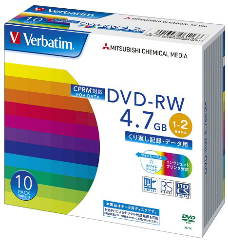 Verbatim DHW47NDP10V1 （DVD-RW/4.7GB/DATA/2倍速/10枚/プリンタブル 