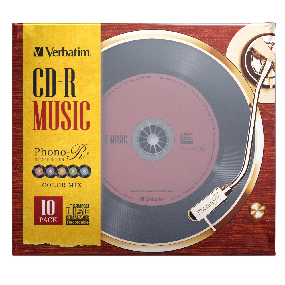 流行のアイテム バーベイタムジャパン Verbatim Japan 音楽用 CD-R 80分 10枚 レコード調5色カラーレーベル Phono-R  1-24倍