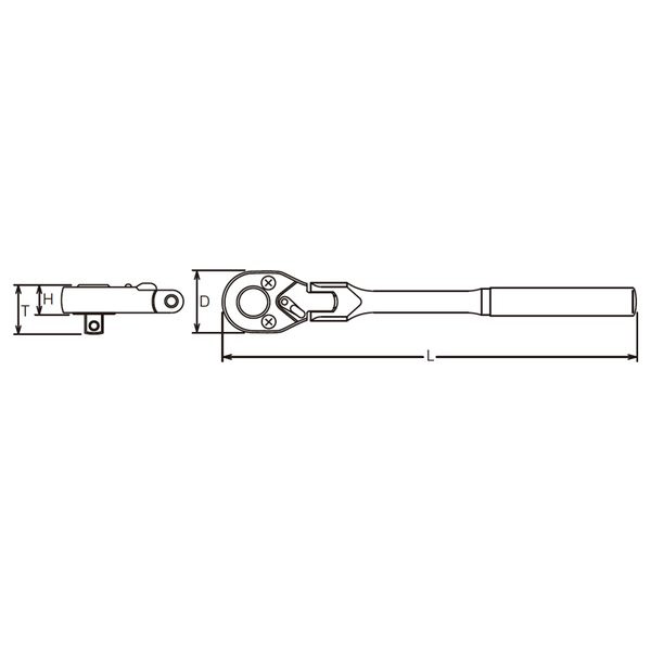 2774PS-3/8 3/8(9.5mm) コンパクト首振りラチェットハンドル(ポリッシュグリップ) 全長120mm