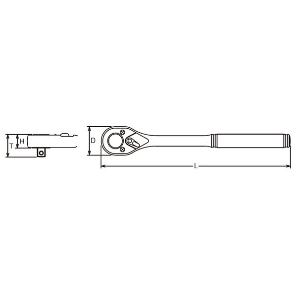 D4753J 1/2インチ(12.7mm) インアダストリアルラチェットハンドル 全長