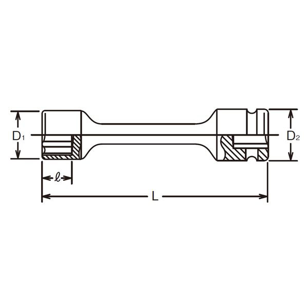 14145A-150-9/16(D20) 1/2インチ(12.7mm) ランドローバープロペラシャフト用インパクトエクステンションソケット  全長150mm 9/16インチ