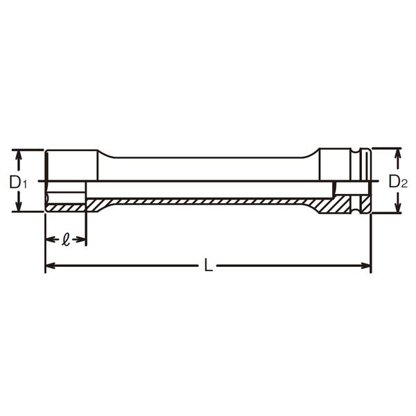18102M.400-34 1インチ(25.4mm) インパクトホイールナット用ロングソケット 全長400mm 34mm