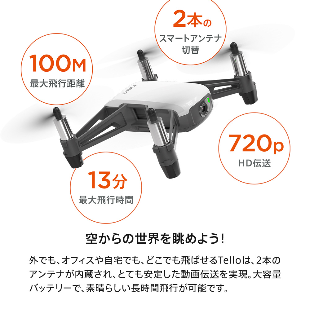【ドローン】Ryze Tech Tello Boost Combo(JP)　 コンボ カメラ付ドローン 子供用 小型 空撮用 TELOBC