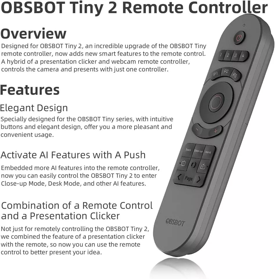 OBSBOT TINY 2 Lite ・Smart Remote 2 リモコン