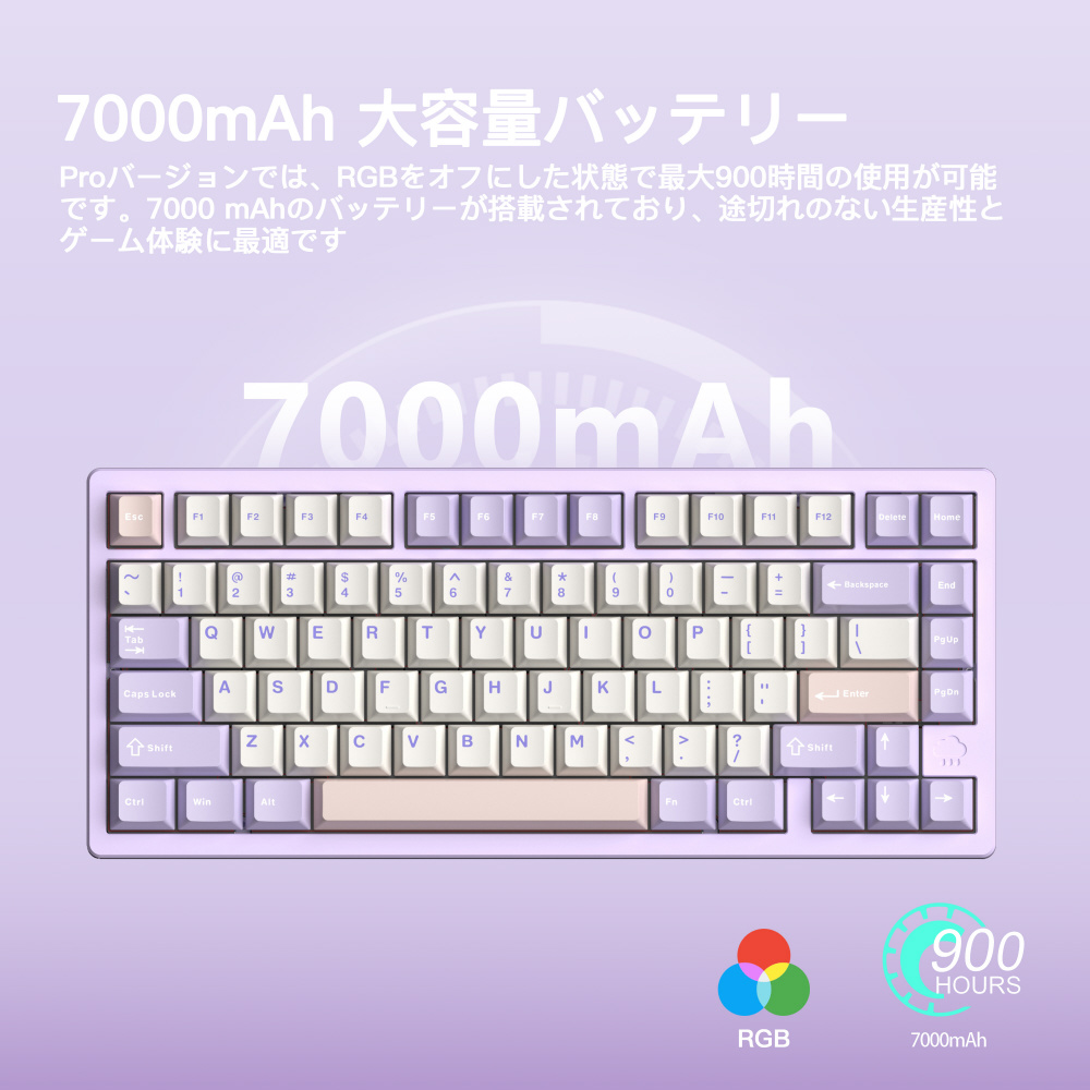 キーボード Rainy 75 Pro系モデル(英語配列) パープル PR75CPUR ［有線