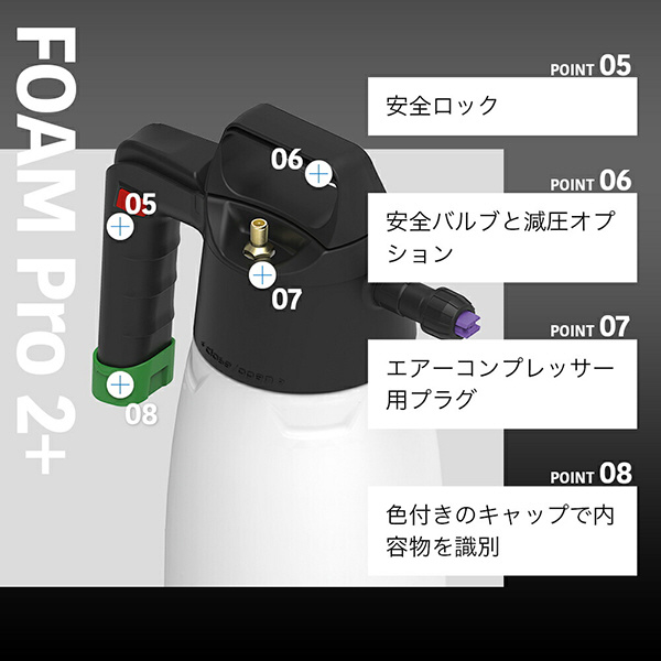 iK FOAM Pro2+ FOAM 蓄圧式泡スプレー(エアーコンプレッサーバルブ搭載