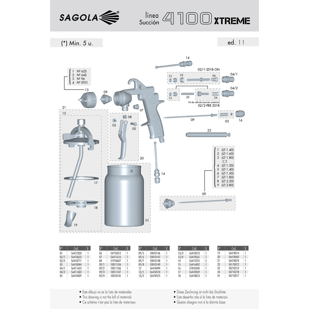 SAGOLA 4100 XTREMEスプレーガン（重力式） ノズル口径 Φ1．8 10142003 kirimaja.garuda