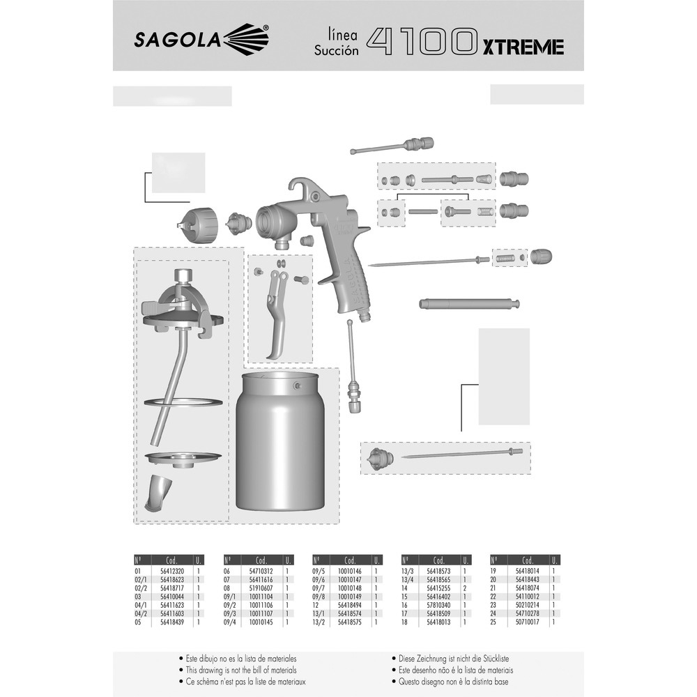 SAGOLA 4100 XTREMEスプレーガン(吸上式) ノズル口径 Φ1.4 10120601-