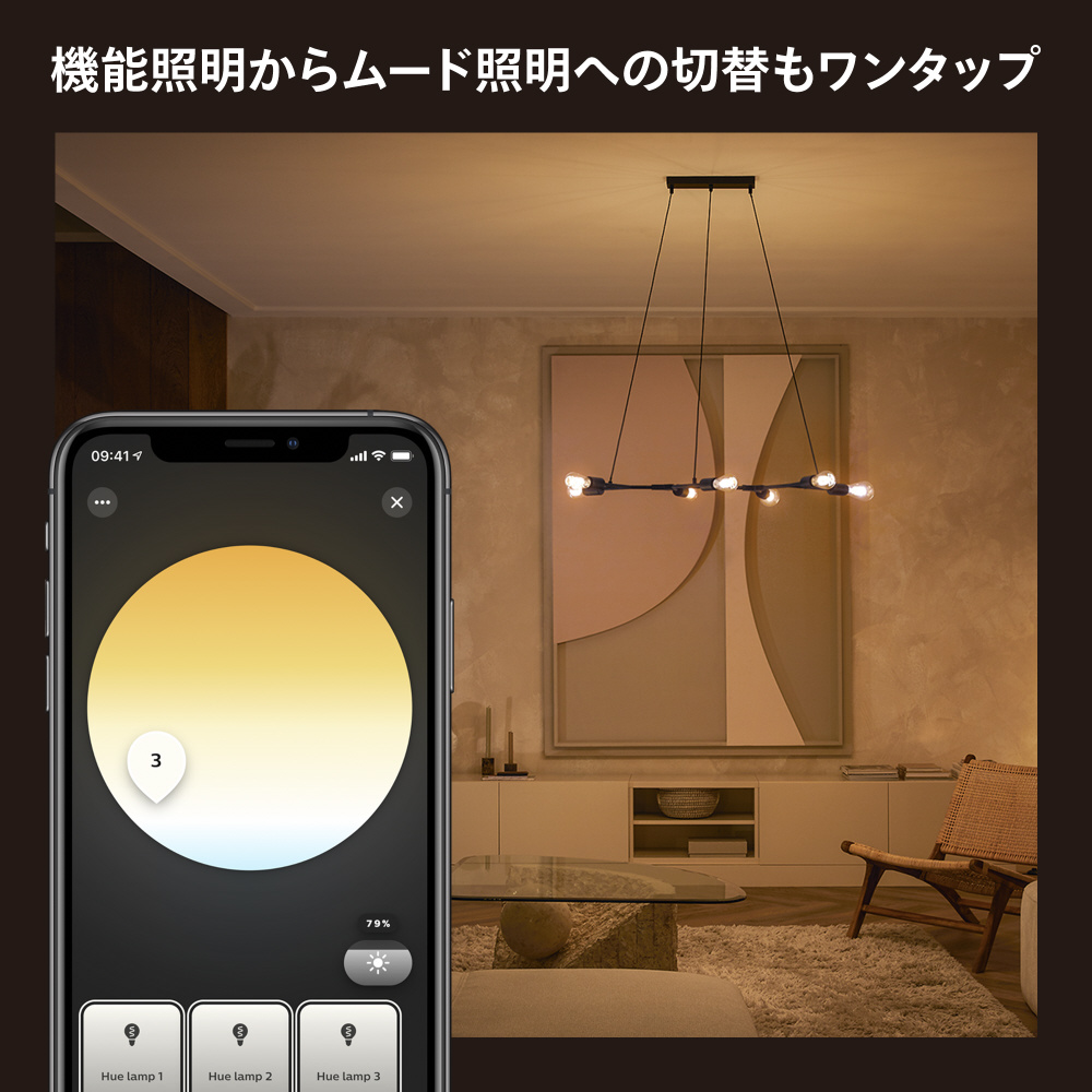 フィラメント ホワイトグラデーション LED電球 エジソン形 Philips Hue